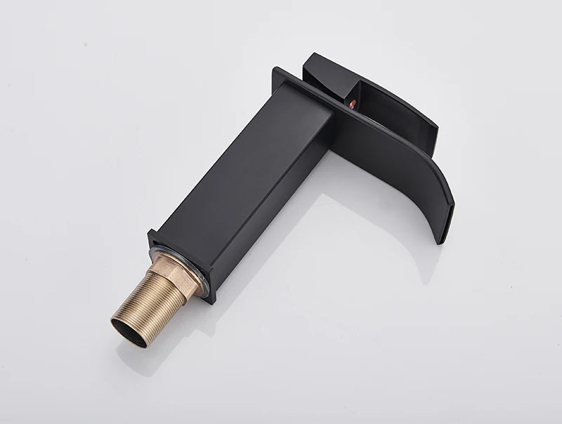 Waterfall Black Higher Basin Wash Basin Bathroom Cabinet Faucet Bathroom Nordic Black Paint Single Hole Faucet