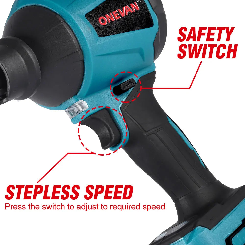 ONEVAN 6IN1 Wireless Air Blower 4000RPM Rechargeable 6Nozzle Mini Blower Dust Blower Inflator Vacuum For Makita 18V Battery Pin