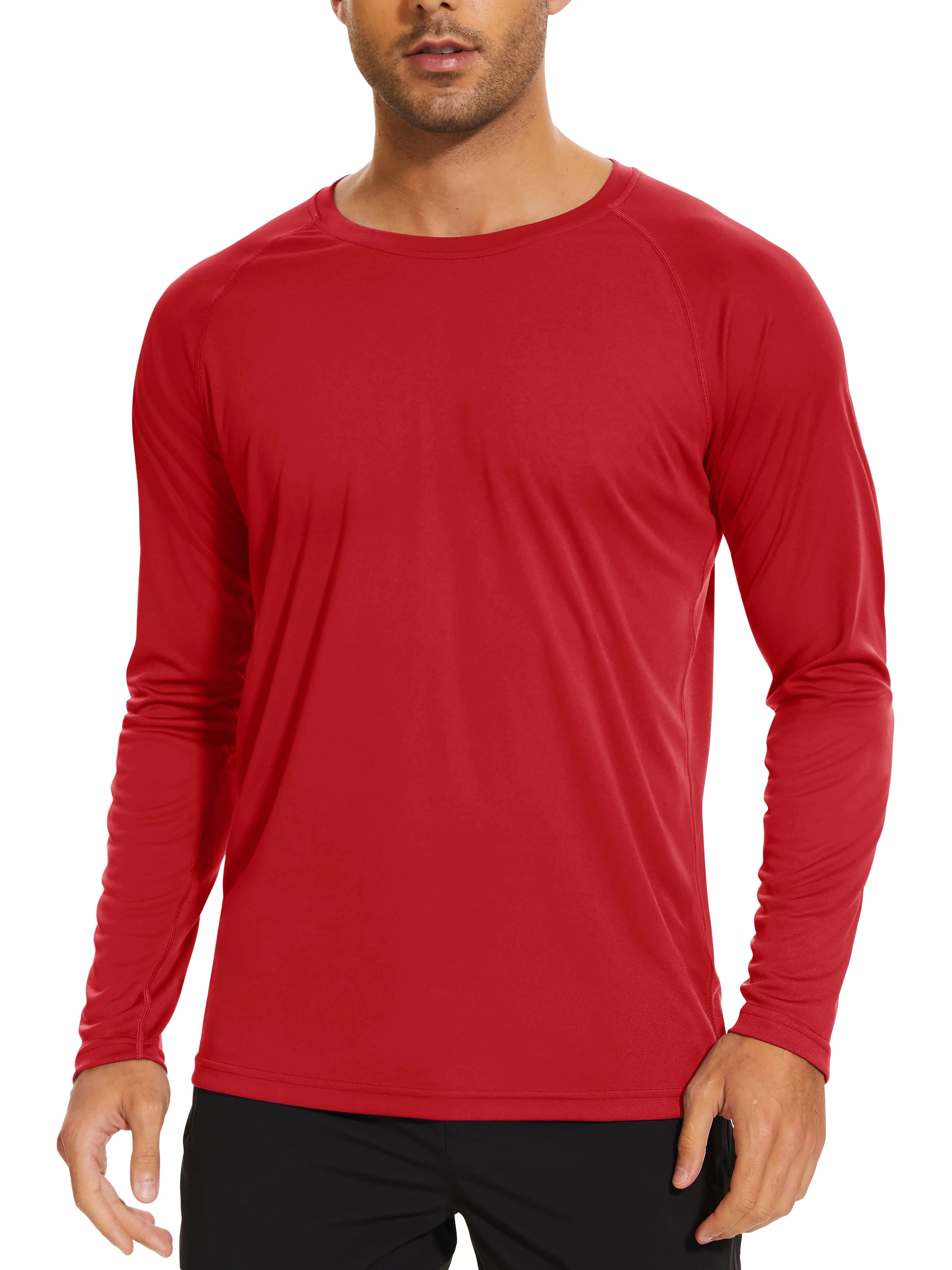 TACVASEN Men's Sun Protection T-shirts Summer UPF 50+ Long Sleeve Performance Quick Dry Breathable Hiking Fish T-shirts UV-Proof