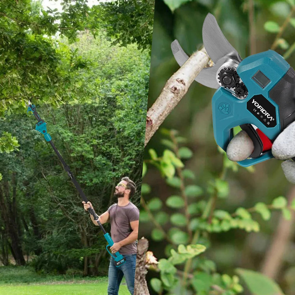 YOFIDRA Brushless Telescoping Pole Electric Chainsaw Scalable Pruner Shear Scissors Garden Tool For Makita 21V Battery Pin