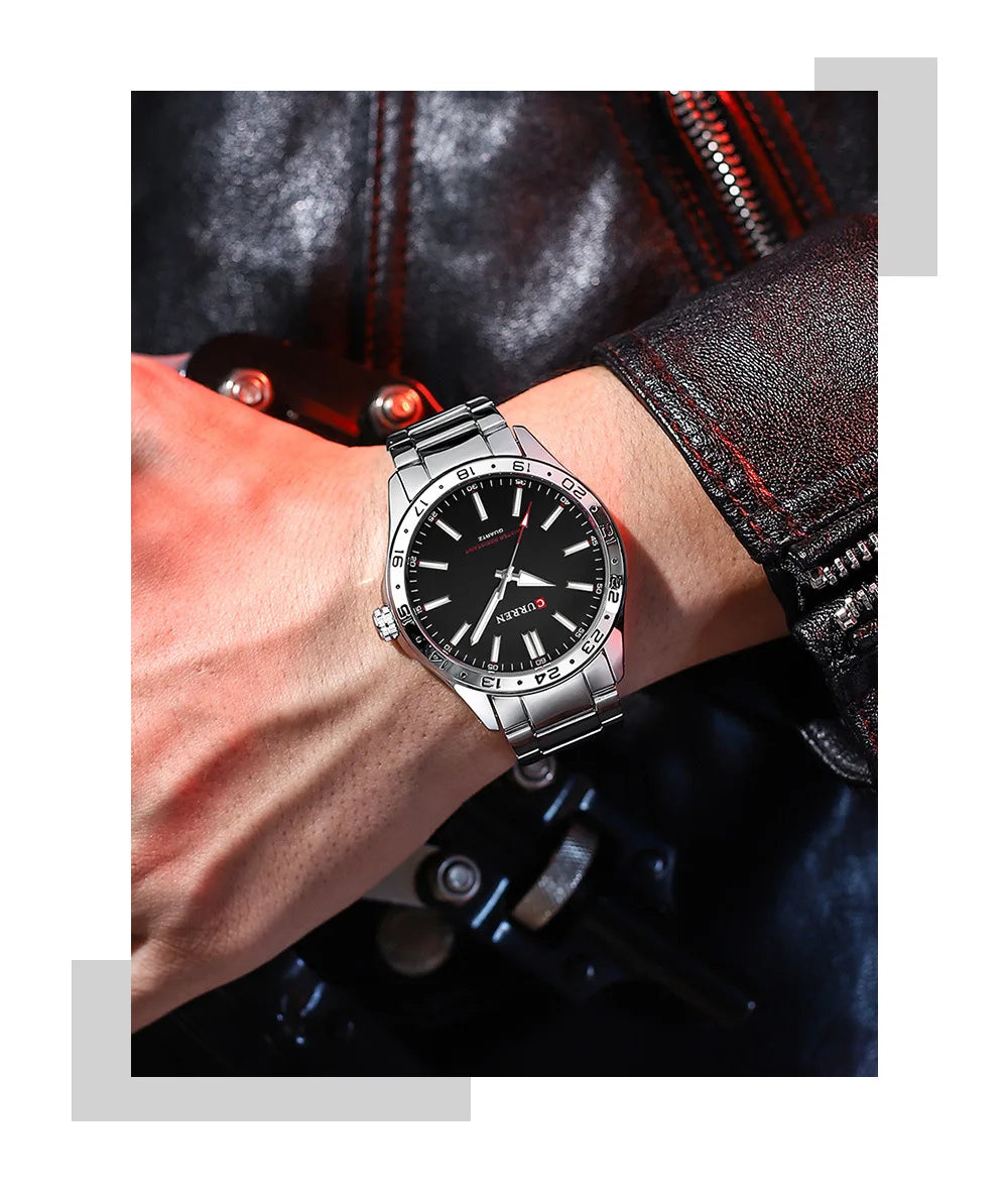 CURREN 8452 Casual Sport Simple Business Men's Watches 2025 Stainless Steel Band Wristwatch Quartz Clock with Luminous Pointers