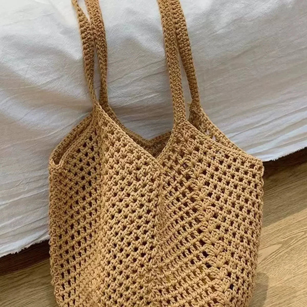 Beach Bags for Women - Women Beach Tote Bag, Summer Mesh Hollow Straw Tote Bag for Holiday Market