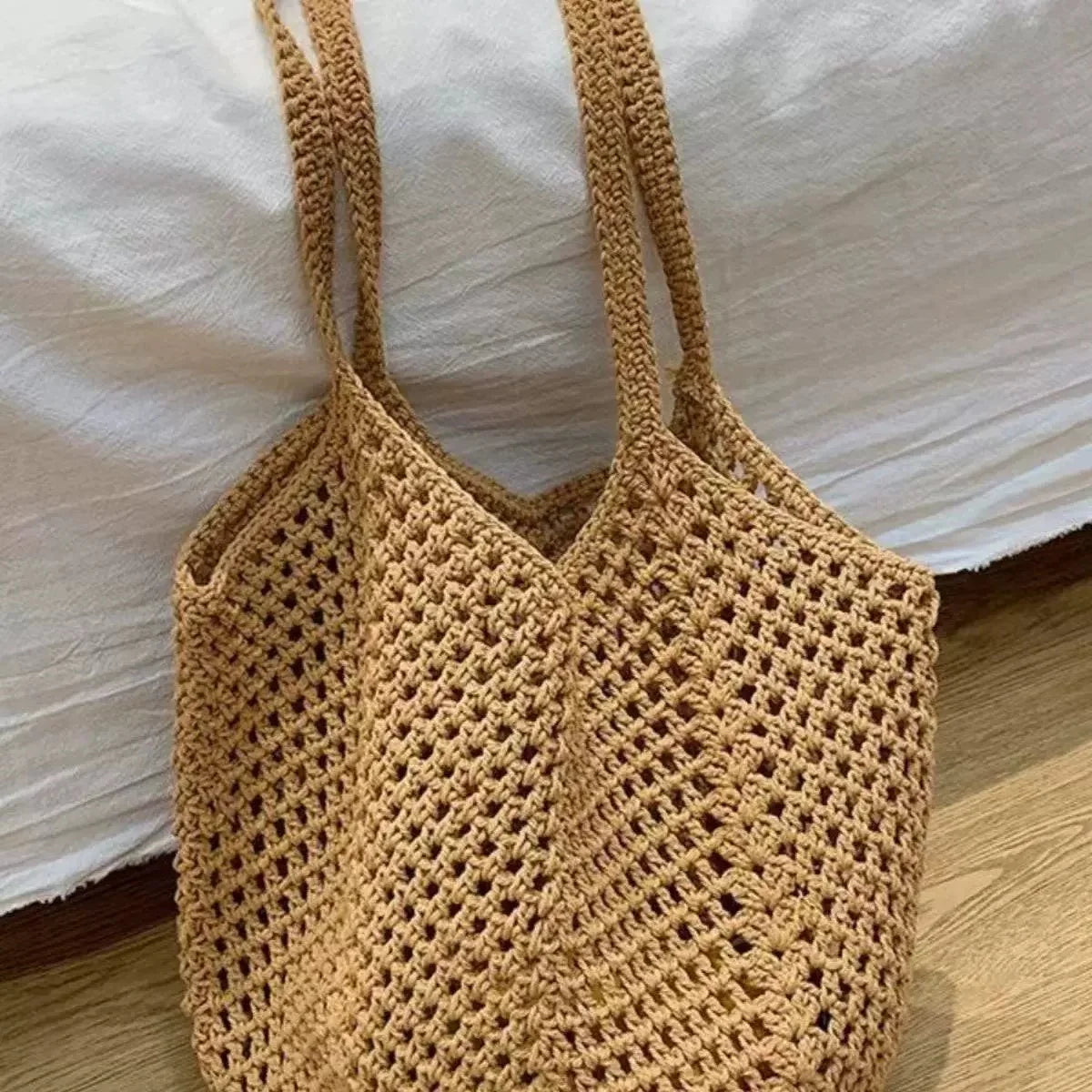 Beach Bags for Women - Women Beach Tote Bag, Summer Mesh Hollow Straw Tote Bag for Holiday Market