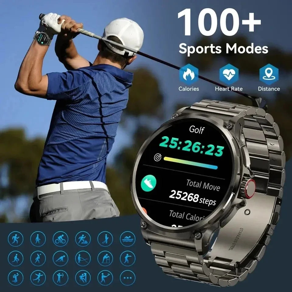 New Military Smart Watch Men 710 mA Waterproof Outdoor Sport Fitness Watches Health Monitor BT Call Smart Watch Men