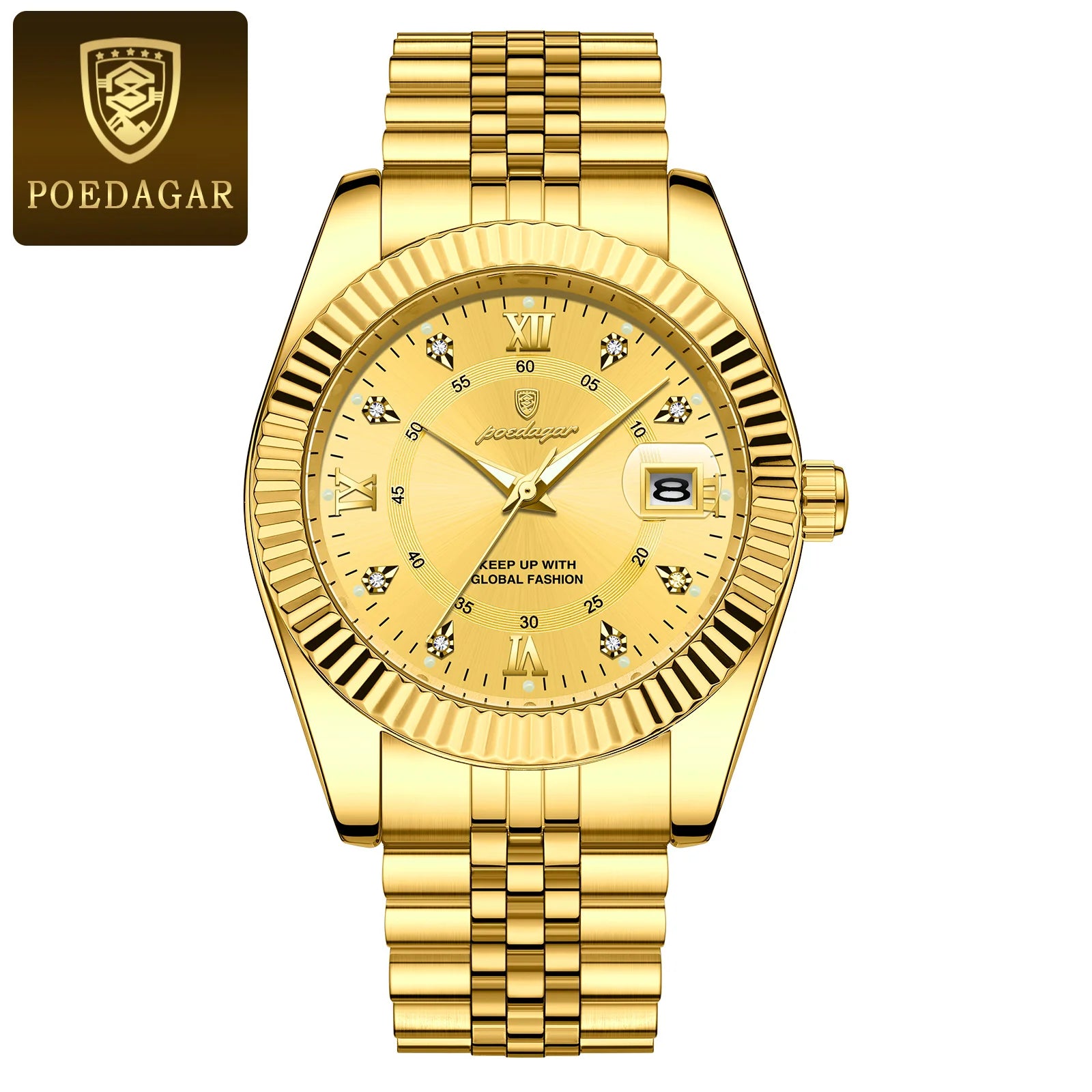 POEDAGAR Business Luxury Quartz Wristwatch For Men Waterproof Luminous Date Man Watch Stainless Steel Sports Men's Watches Reloj