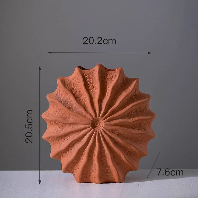 Minimalism Shell Shaped Ceramic Vase Hydroponics Floral Vases Orange Conch Flowers Pots Flower Arrangement Desk Decoration