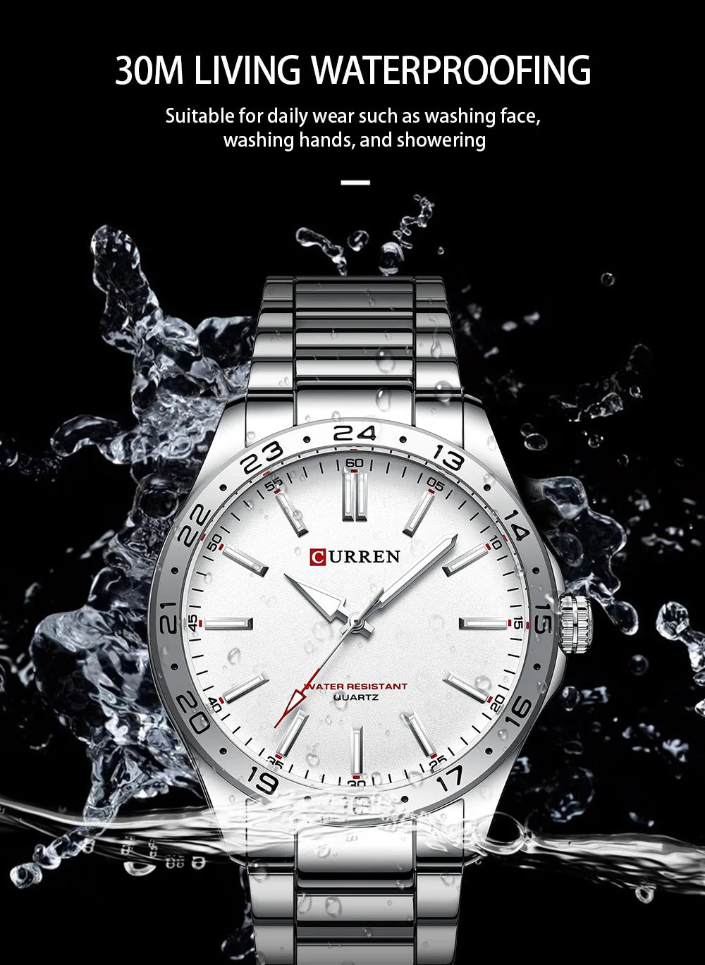 CURREN 8452 Casual Sport Simple Business Men's Watches 2025 Stainless Steel Band Wristwatch Quartz Clock with Luminous Pointers