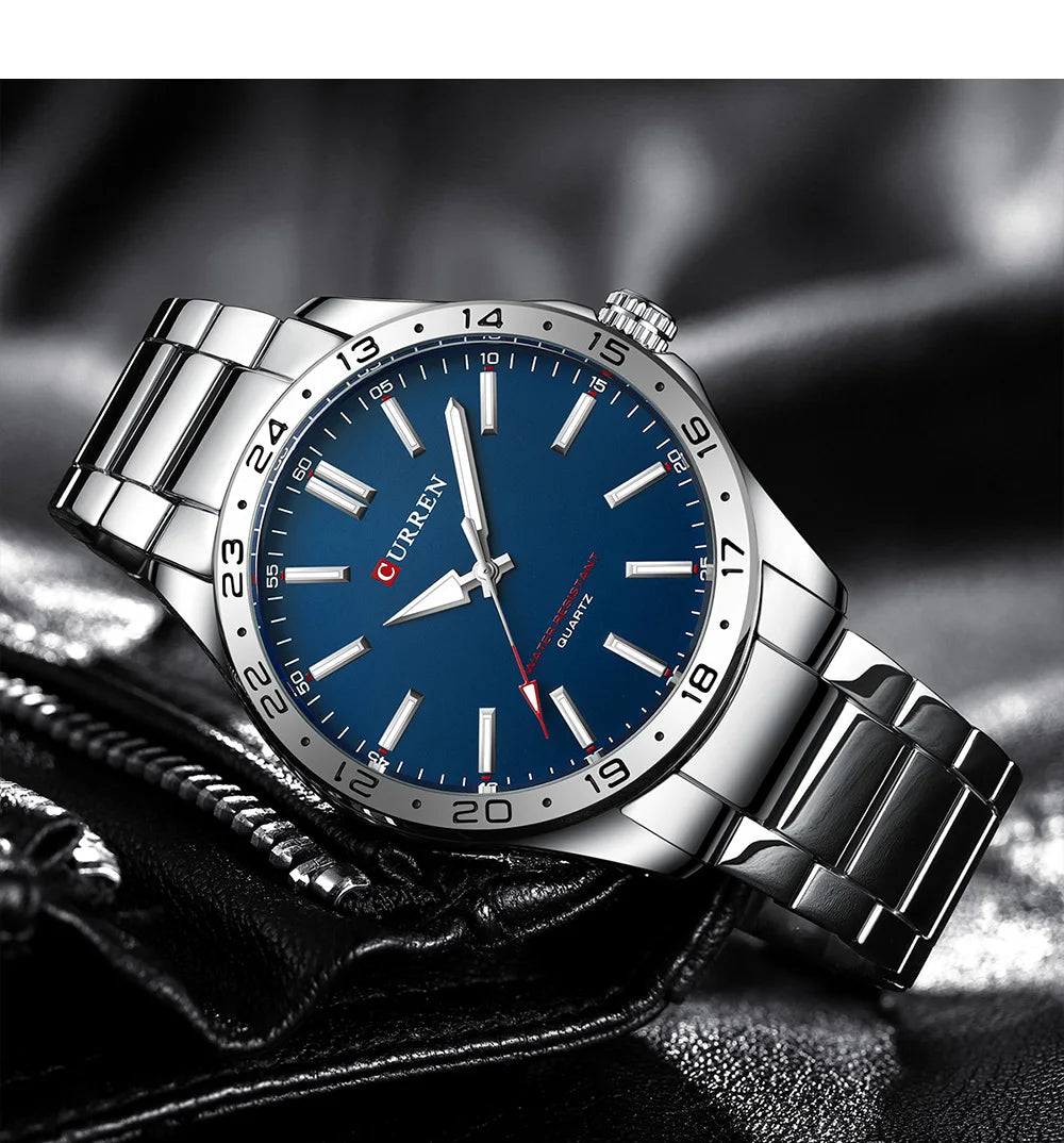 CURREN 8452 Casual Sport Simple Business Men's Watches 2025 Stainless Steel Band Wristwatch Quartz Clock with Luminous Pointers
