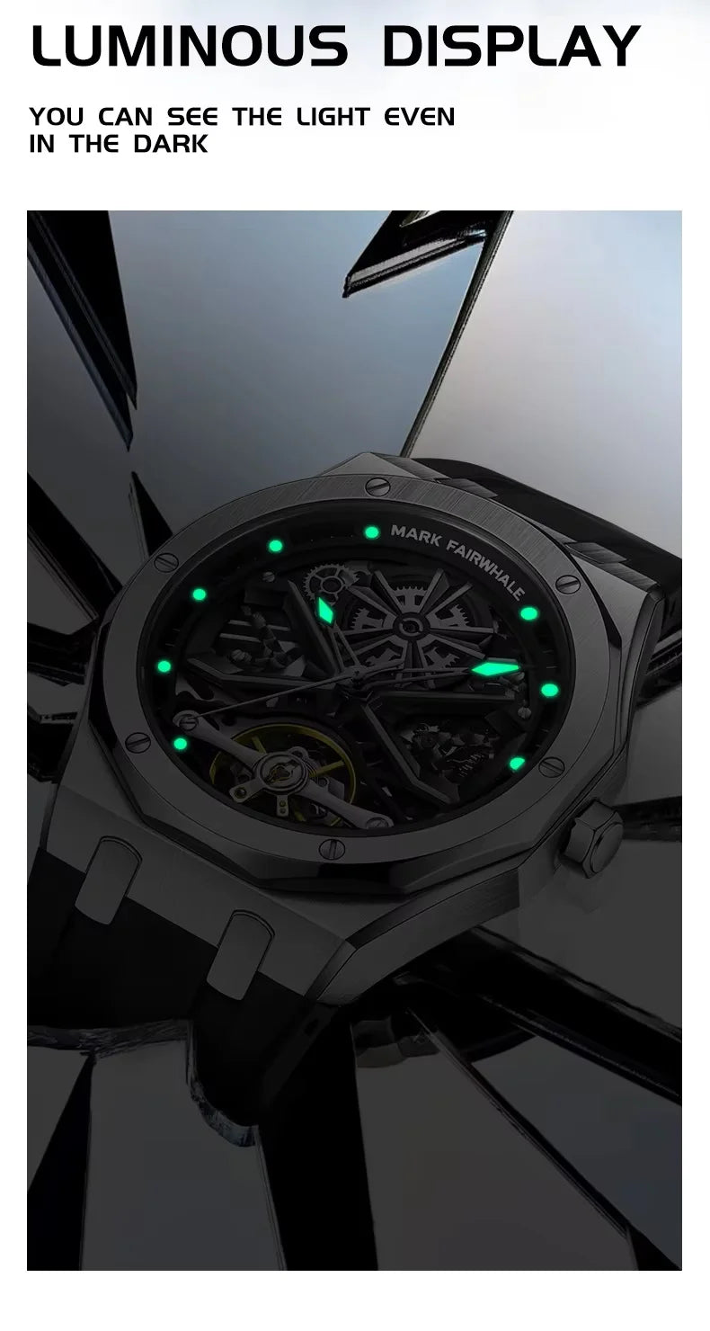 Mark Fairwhal 2025 New Mens Watches Luxury Automatic Mechanical Wristwatch Men Timepiece Waterproof Clock Tonneau Watch for Men