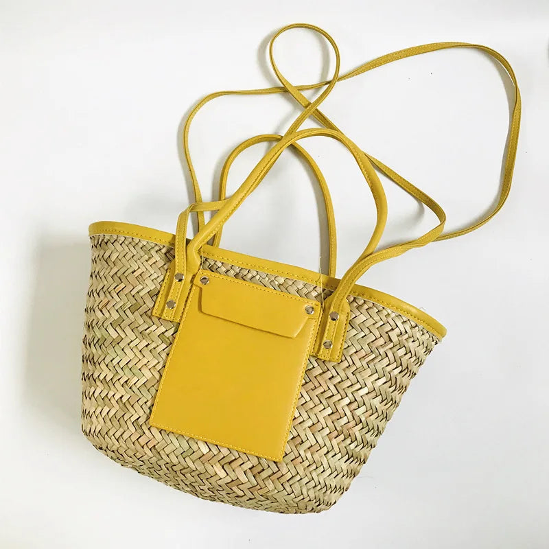 Summer Straw Woven Bag 2025 New Woven Vacation Beach Bags Customizable Letter Large Capacity Crossbody Bag Womens Hand Tote Bags