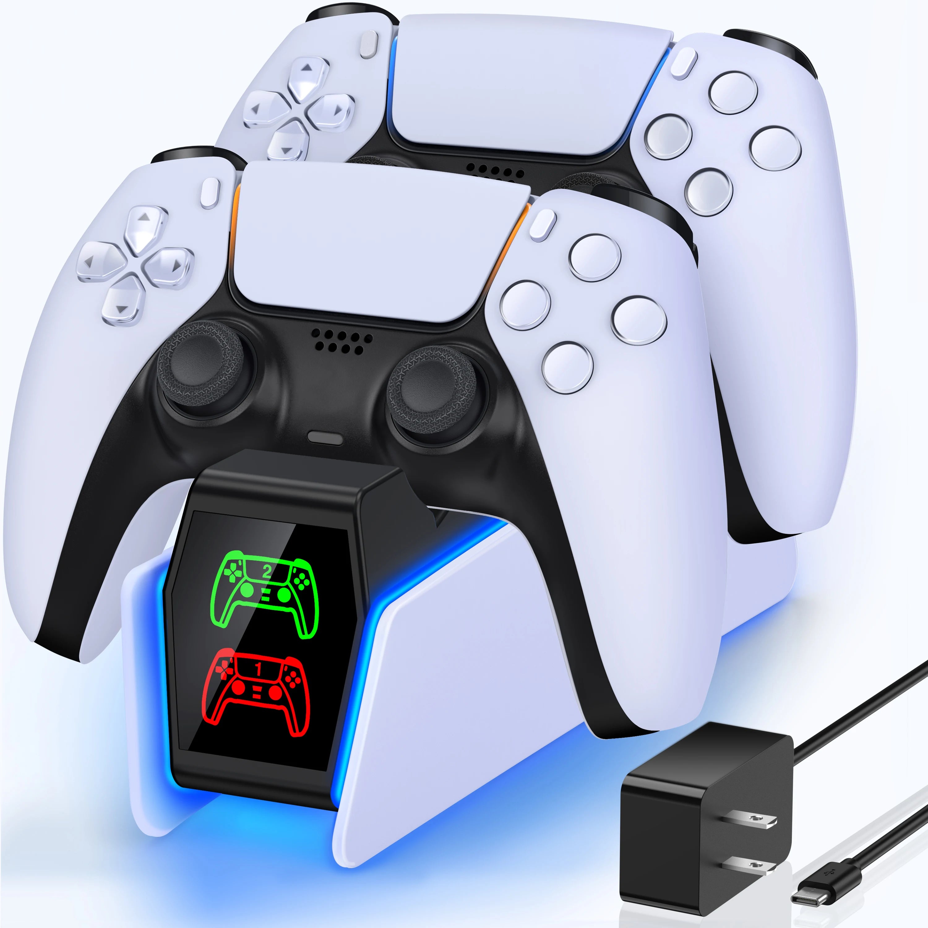 BEBONCOOL FC302 PS5 Controller Charging Station Dual Fast Charger LED Stand For DualSense Gamepad