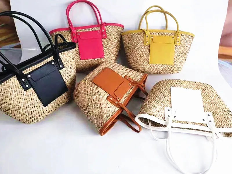 Summer Straw Woven Bag 2025 New Woven Vacation Beach Bags Customizable Letter Large Capacity Crossbody Bag Womens Hand Tote Bags