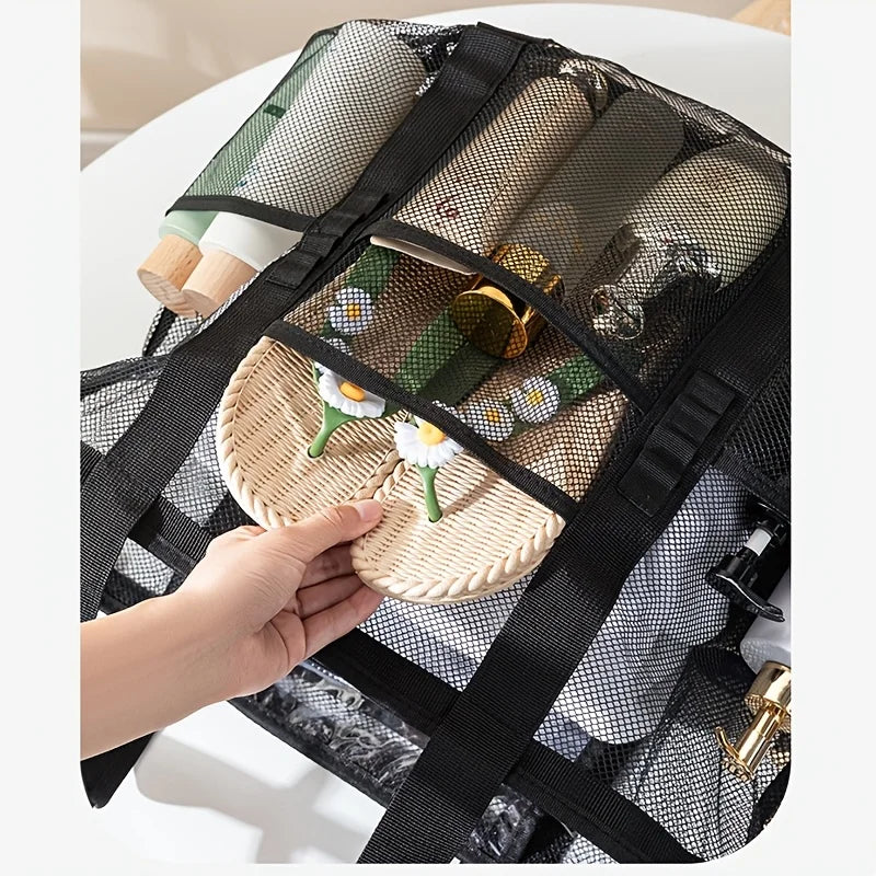 Beach Bags Sandproof Mesh Beach Pool Travel Storage Tote Bag with Multiple Pockets for Family Beach Bag for Vacation Essentials