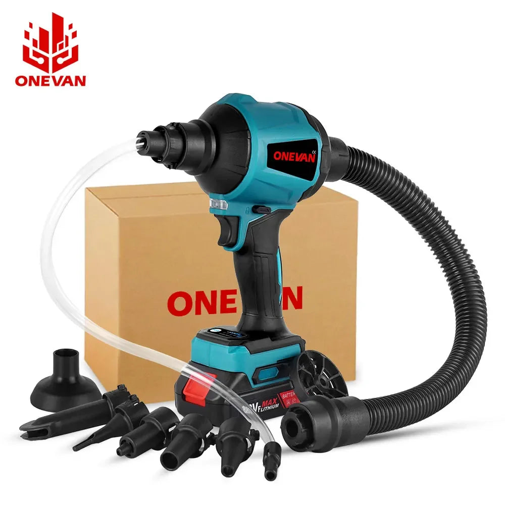 ONEVAN 6IN1 Wireless Air Blower 4000RPM Rechargeable 6Nozzle Mini Blower Dust Blower Inflator Vacuum For Makita 18V Battery Pin