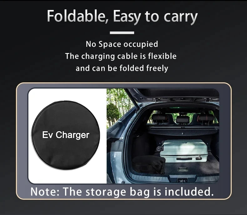 Teschev Portable Electrical Car Charger Type 1 SAE J1772 Type 2 IEC 62196 GBT Charger 16A 1 Phase 3.5kW Wallbox Charging Station