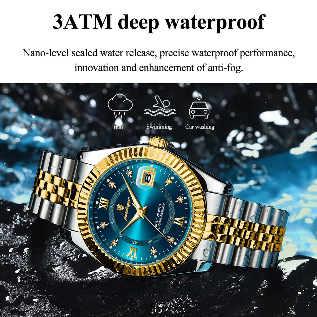 POEDAGAR Business Luxury Quartz Wristwatch For Men Waterproof Luminous Date Man Watch Stainless Steel Sports Men's Watches Reloj