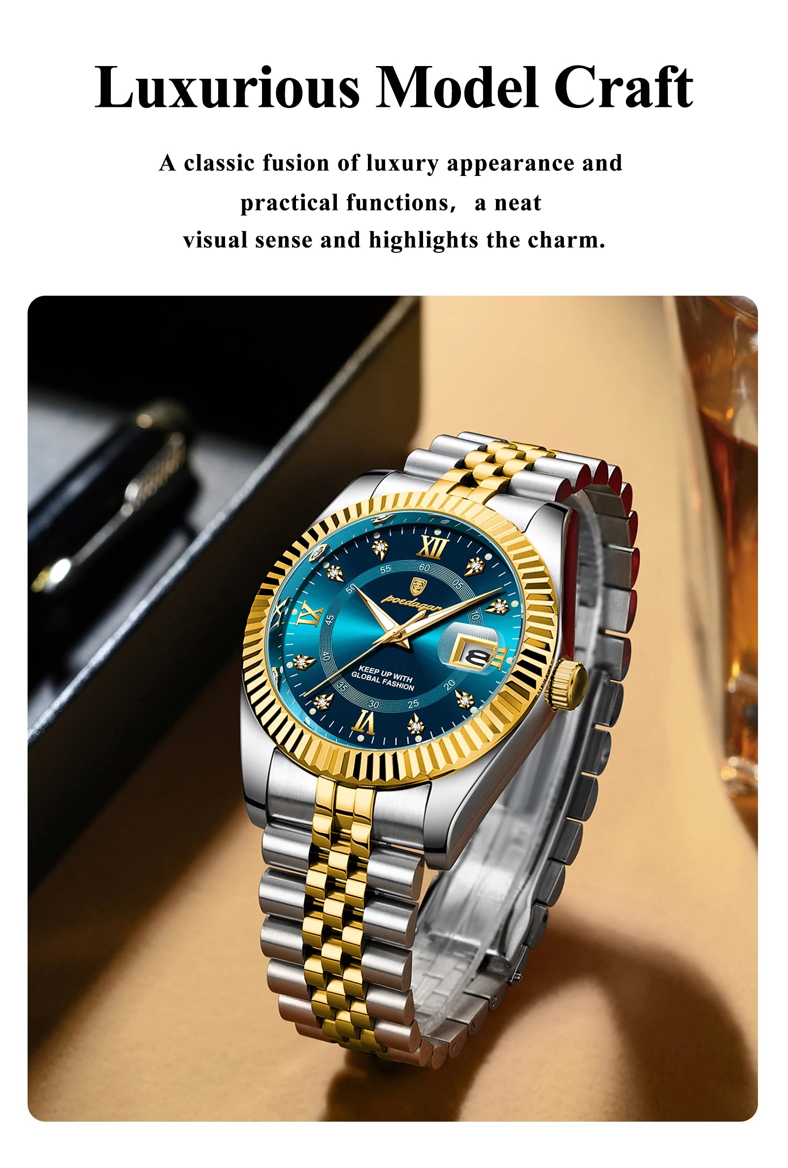 POEDAGAR Business Luxury Quartz Wristwatch For Men Waterproof Luminous Date Man Watch Stainless Steel Sports Men's Watches Reloj