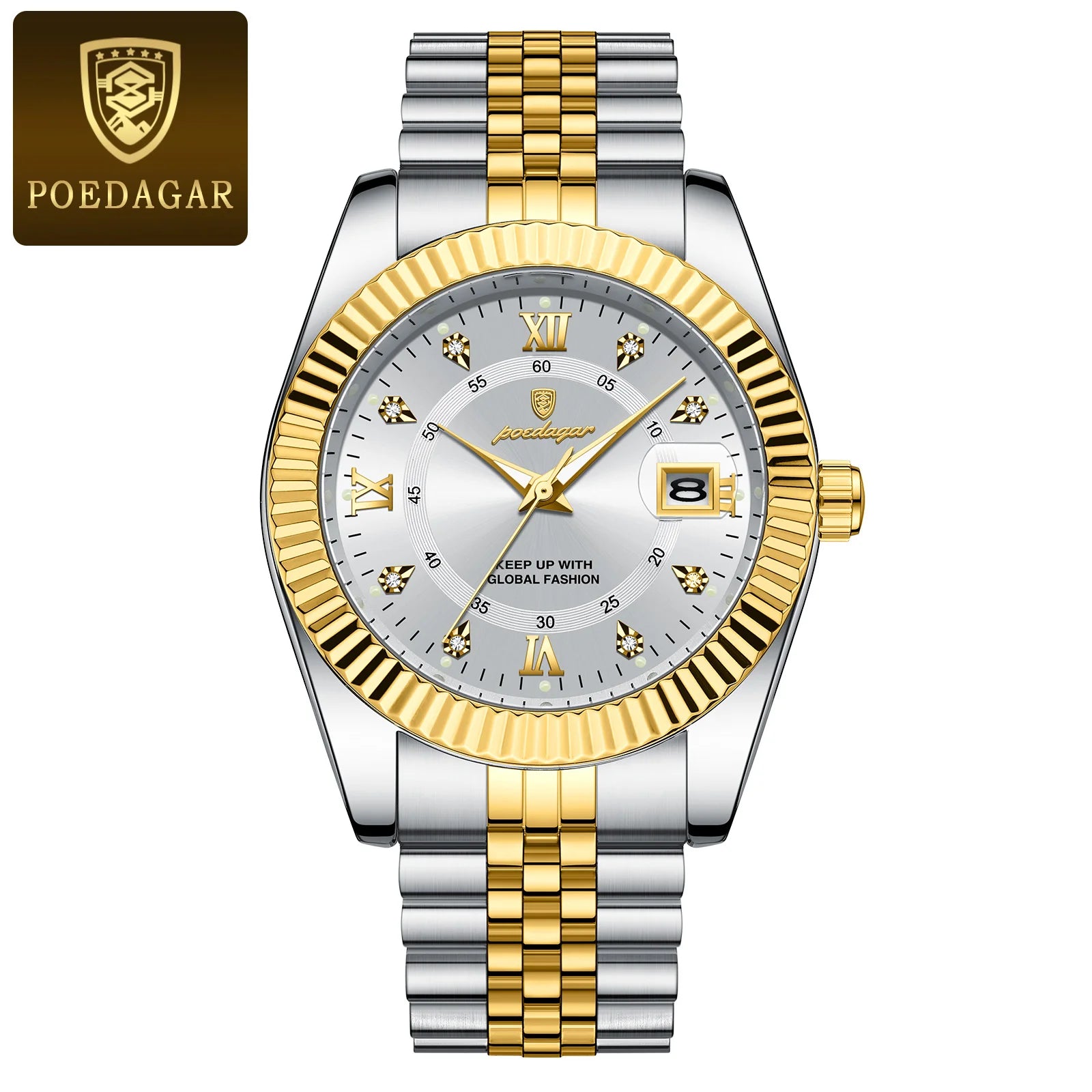 POEDAGAR Business Luxury Quartz Wristwatch For Men Waterproof Luminous Date Man Watch Stainless Steel Sports Men's Watches Reloj
