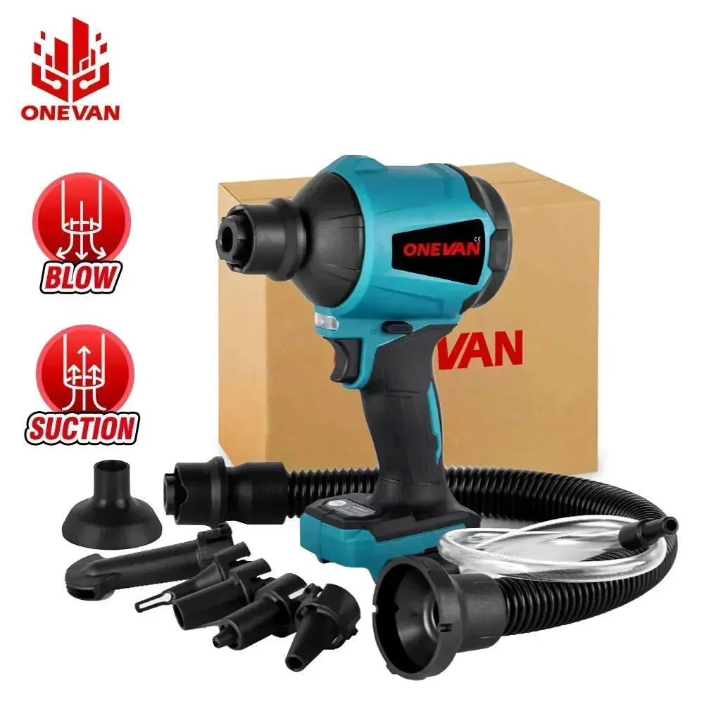 ONEVAN 6IN1 Wireless Air Blower 4000RPM Rechargeable 6Nozzle Mini Blower Dust Blower Inflator Vacuum For Makita 18V Battery Pin