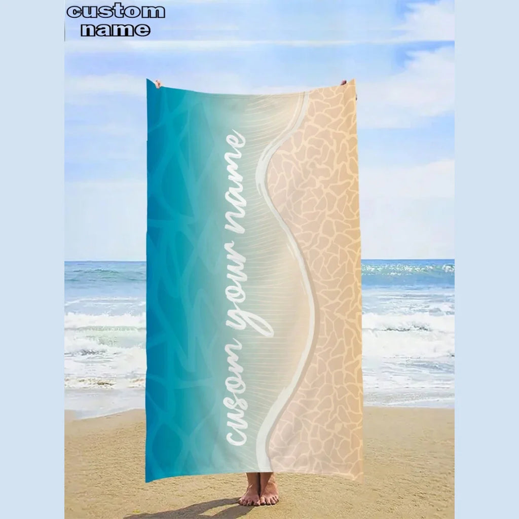 Seawater Custom Name Beach Towels Beachside Personalized Towel Swimming Pool Holiday Vacation Gifts Anti-Sand Bath Towels