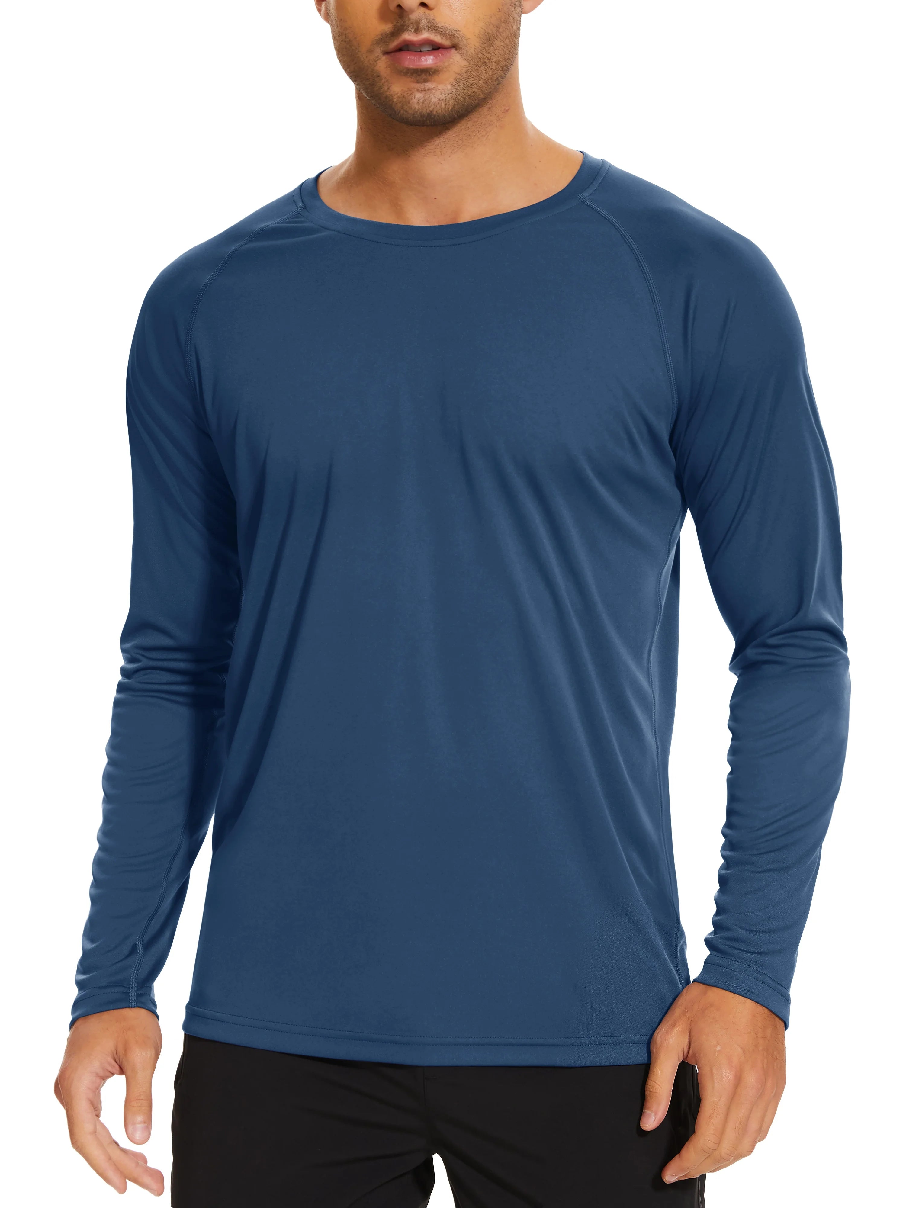 TACVASEN Men's Sun Protection T-shirts Summer UPF 50+ Long Sleeve Performance Quick Dry Breathable Hiking Fish T-shirts UV-Proof