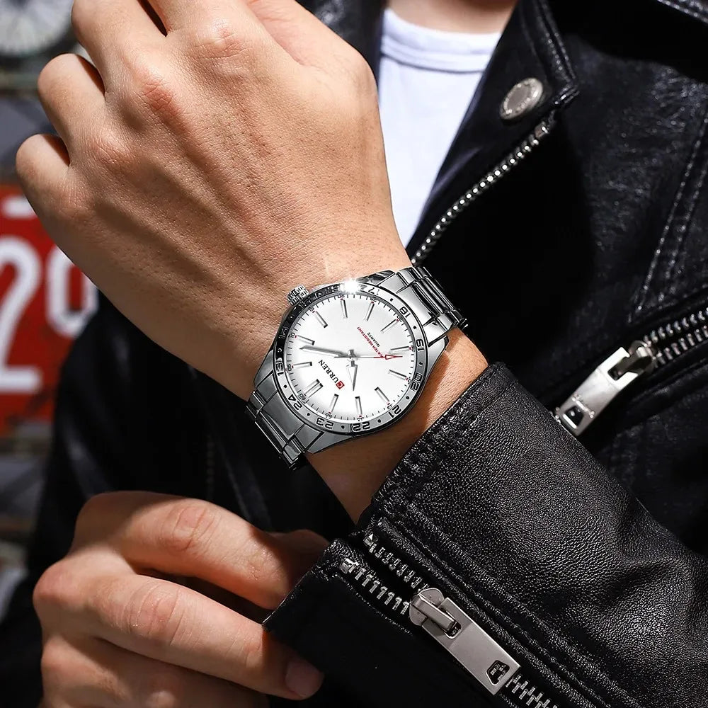 CURREN 8452 Casual Sport Simple Business Men's Watches 2025 Stainless Steel Band Wristwatch Quartz Clock with Luminous Pointers