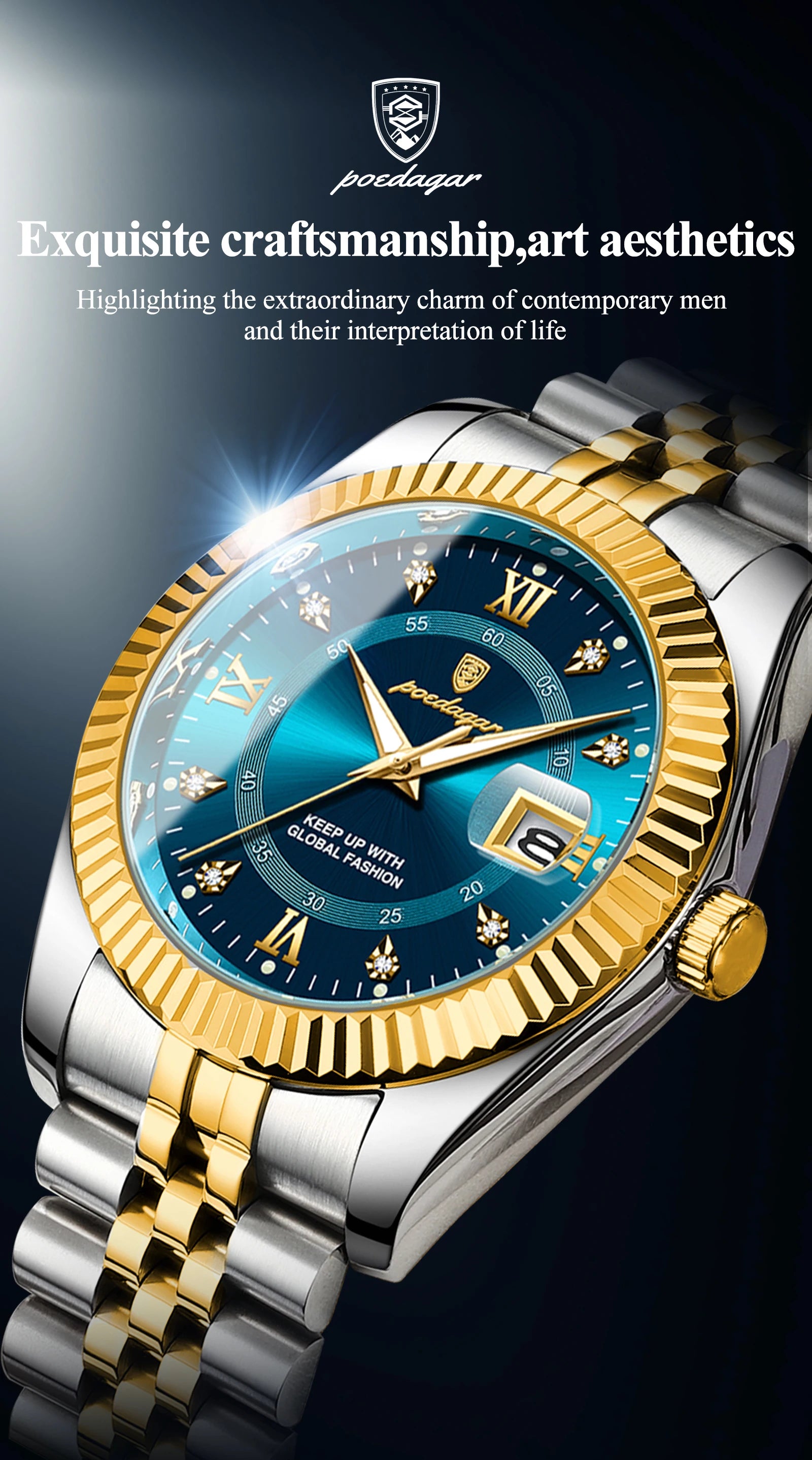 POEDAGAR Business Luxury Quartz Wristwatch For Men Waterproof Luminous Date Man Watch Stainless Steel Sports Men's Watches Reloj