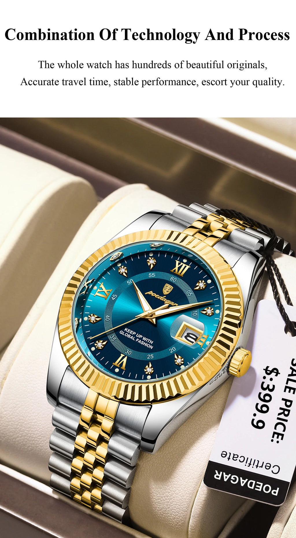 POEDAGAR Business Luxury Quartz Wristwatch For Men Waterproof Luminous Date Man Watch Stainless Steel Sports Men's Watches Reloj