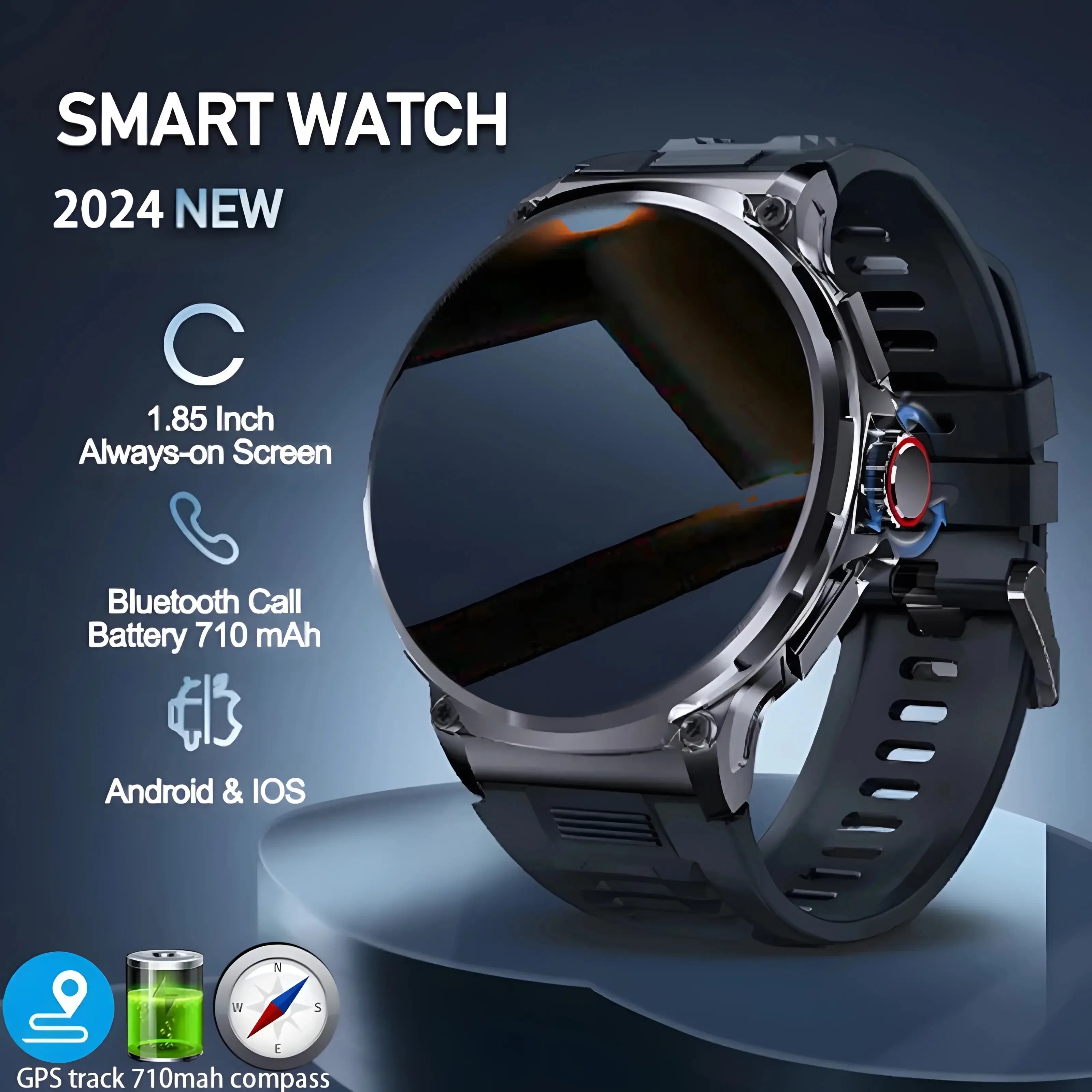 New Military Smart Watch Men 710 mA Waterproof Outdoor Sport Fitness Watches Health Monitor BT Call Smart Watch Men