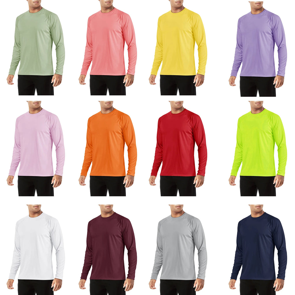 TACVASEN Men's Sun Protection T-shirts Summer UPF 50+ Long Sleeve Performance Quick Dry Breathable Hiking Fish T-shirts UV-Proof