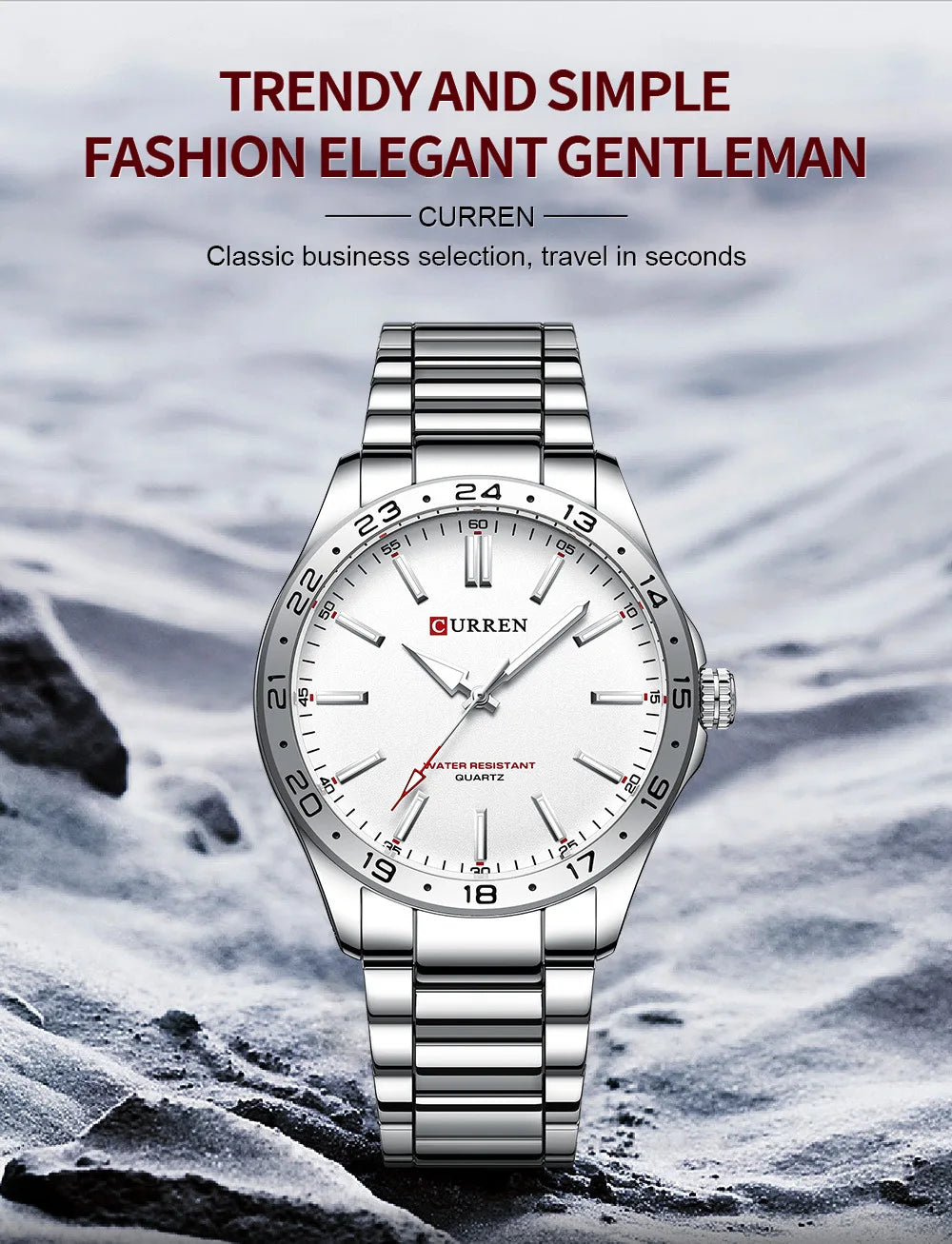 CURREN 8452 Casual Sport Simple Business Men's Watches 2025 Stainless Steel Band Wristwatch Quartz Clock with Luminous Pointers