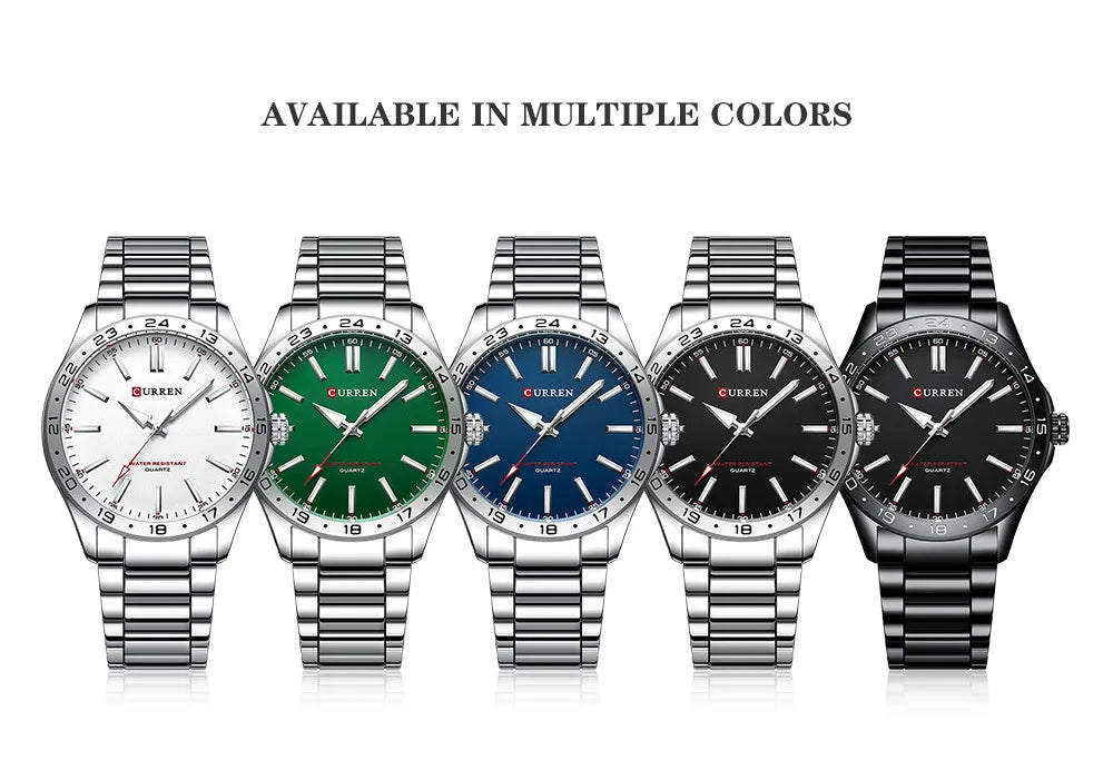CURREN 8452 Casual Sport Simple Business Men's Watches 2025 Stainless Steel Band Wristwatch Quartz Clock with Luminous Pointers
