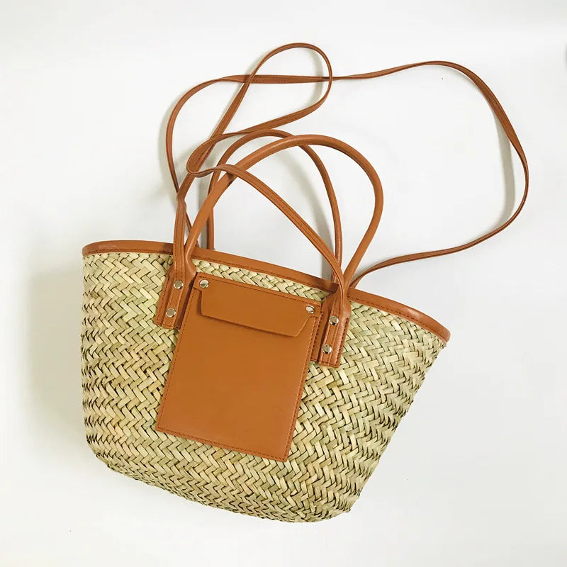 Summer Straw Woven Bag 2025 New Woven Vacation Beach Bags Customizable Letter Large Capacity Crossbody Bag Womens Hand Tote Bags
