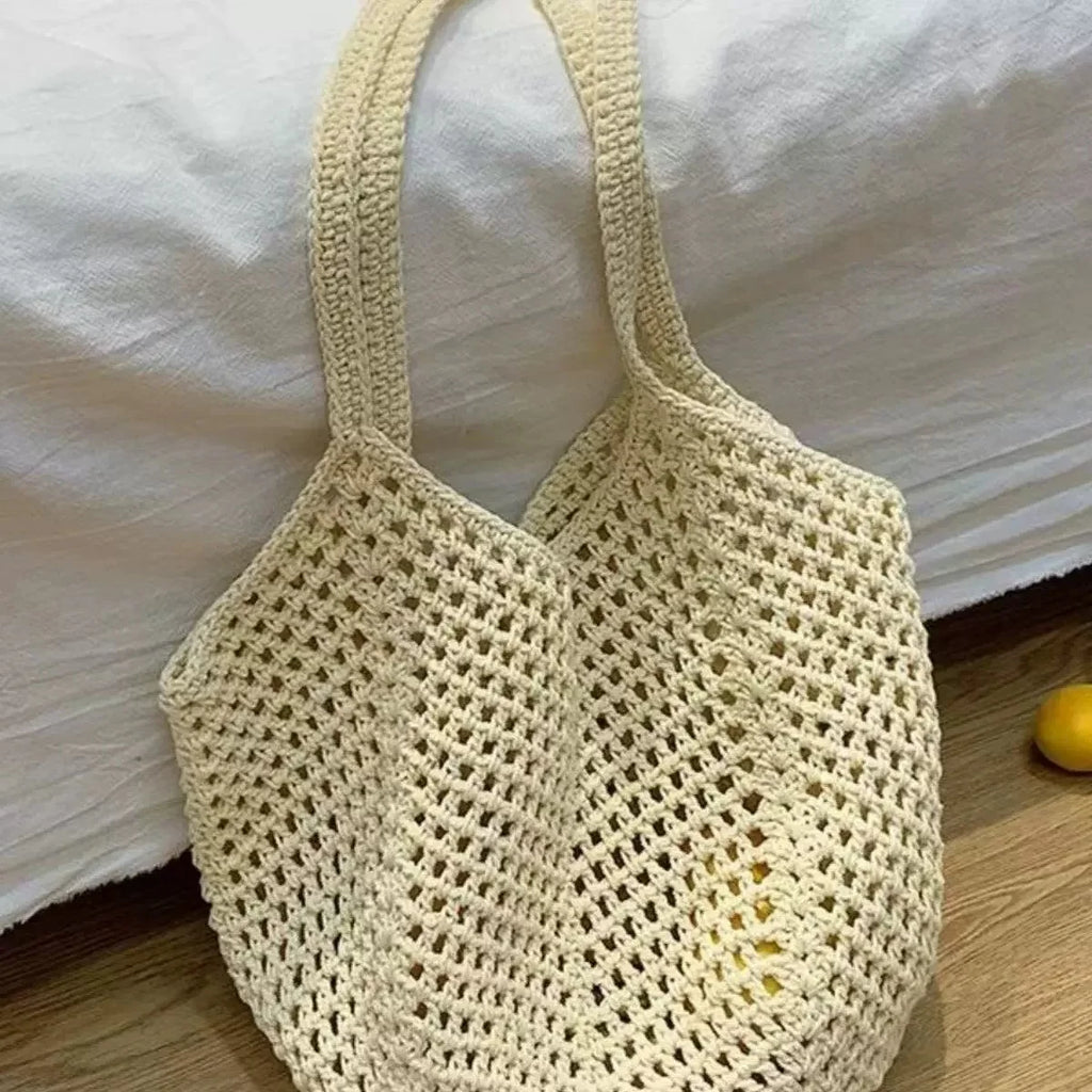 Beach Bags for Women - Women Beach Tote Bag, Summer Mesh Hollow Straw Tote Bag for Holiday Market