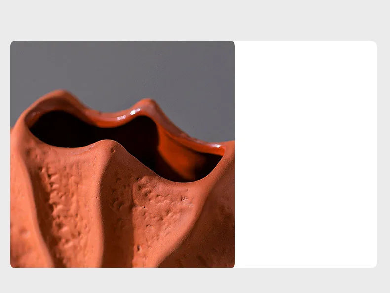Minimalism Shell Shaped Ceramic Vase Hydroponics Floral Vases Orange Conch Flowers Pots Flower Arrangement Desk Decoration