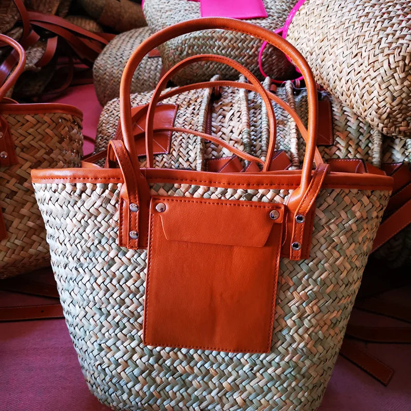 Summer Straw Woven Bag 2025 New Woven Vacation Beach Bags Customizable Letter Large Capacity Crossbody Bag Womens Hand Tote Bags