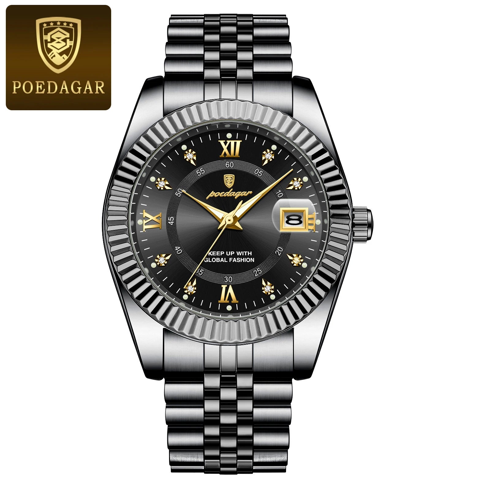 POEDAGAR Business Luxury Quartz Wristwatch For Men Waterproof Luminous Date Man Watch Stainless Steel Sports Men's Watches Reloj