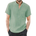Men's Short Sleeve T-shirt Cotton and Linen Casual Men T-shirt Solid Color Summer Shirt Male Cozy Breathable US Size