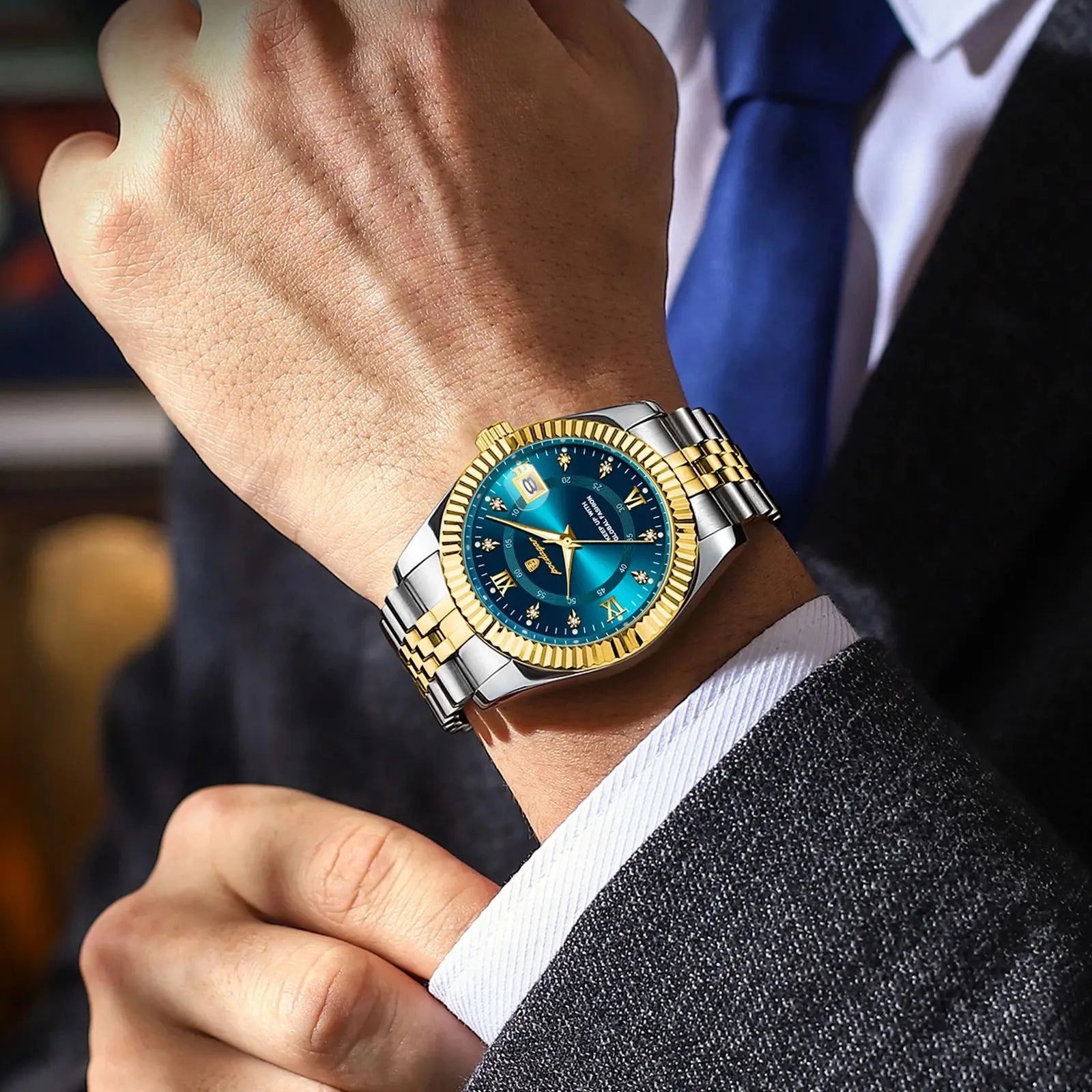 POEDAGAR Business Luxury Quartz Wristwatch For Men Waterproof Luminous Date Man Watch Stainless Steel Sports Men's Watches Reloj