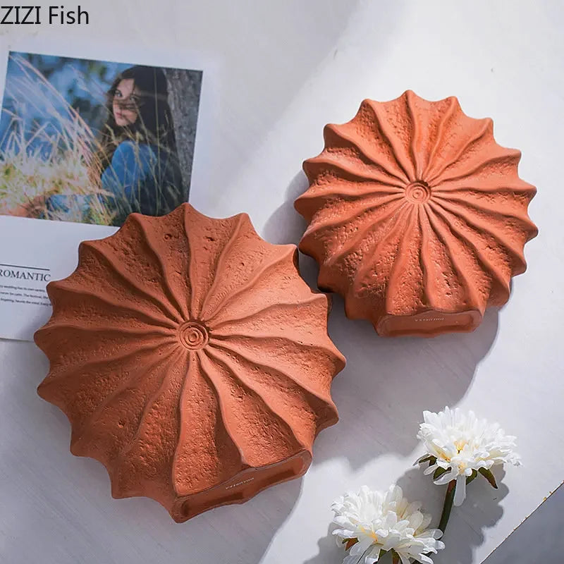 Minimalism Shell Shaped Ceramic Vase Hydroponics Floral Vases Orange Conch Flowers Pots Flower Arrangement Desk Decoration