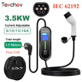 Teschev Portable Electrical Car Charger Type 1 SAE J1772 Type 2 IEC 62196 GBT Charger 16A 1 Phase 3.5kW Wallbox Charging Station