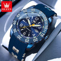 OLEVS 3688 Watches For Man Original Quartz Watch Waterproof Luminous Arabic Date Sports Watches Silicone Strap Box Gifts Reloj