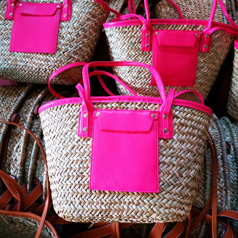 Summer Straw Woven Bag 2025 New Woven Vacation Beach Bags Customizable Letter Large Capacity Crossbody Bag Womens Hand Tote Bags