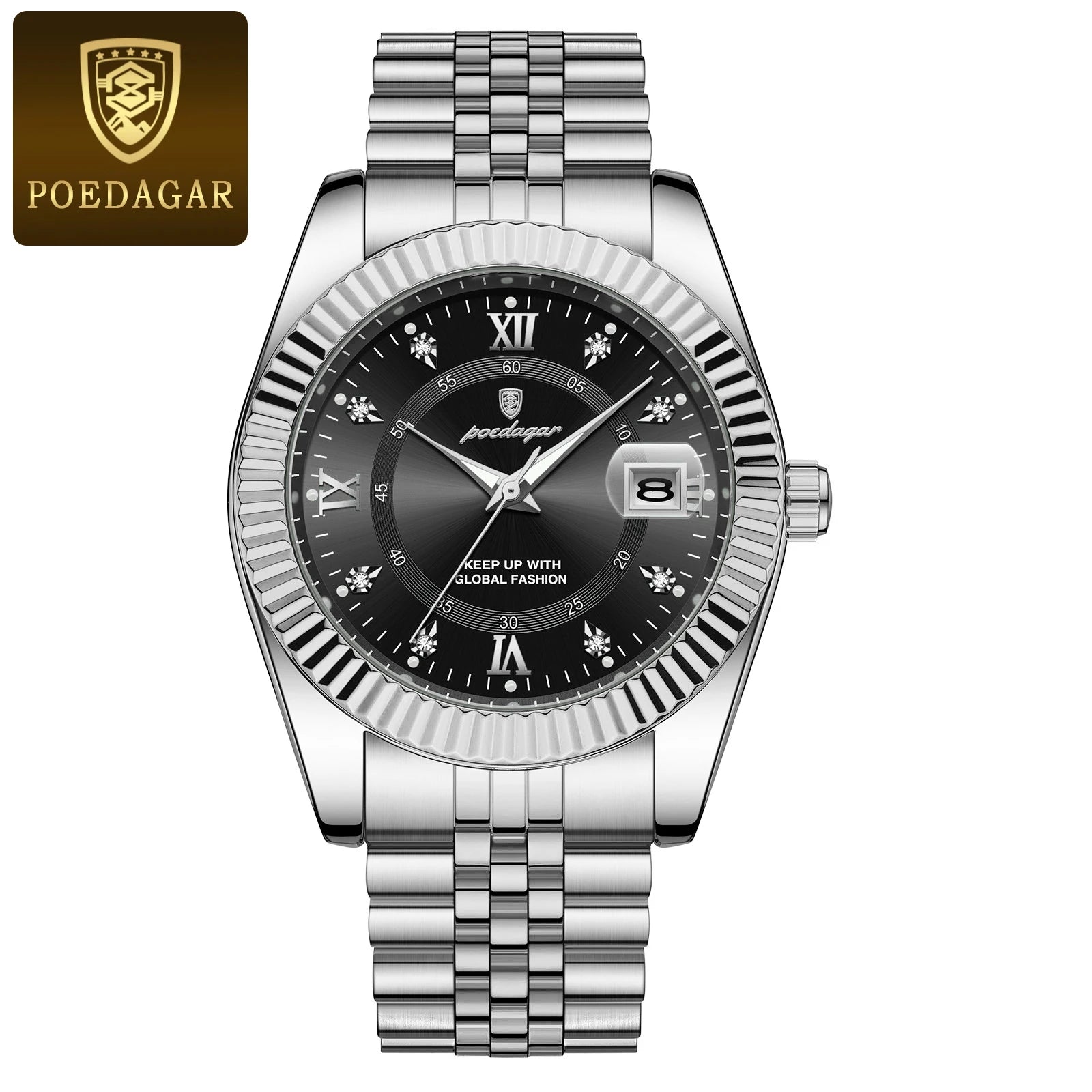 POEDAGAR Business Luxury Quartz Wristwatch For Men Waterproof Luminous Date Man Watch Stainless Steel Sports Men's Watches Reloj