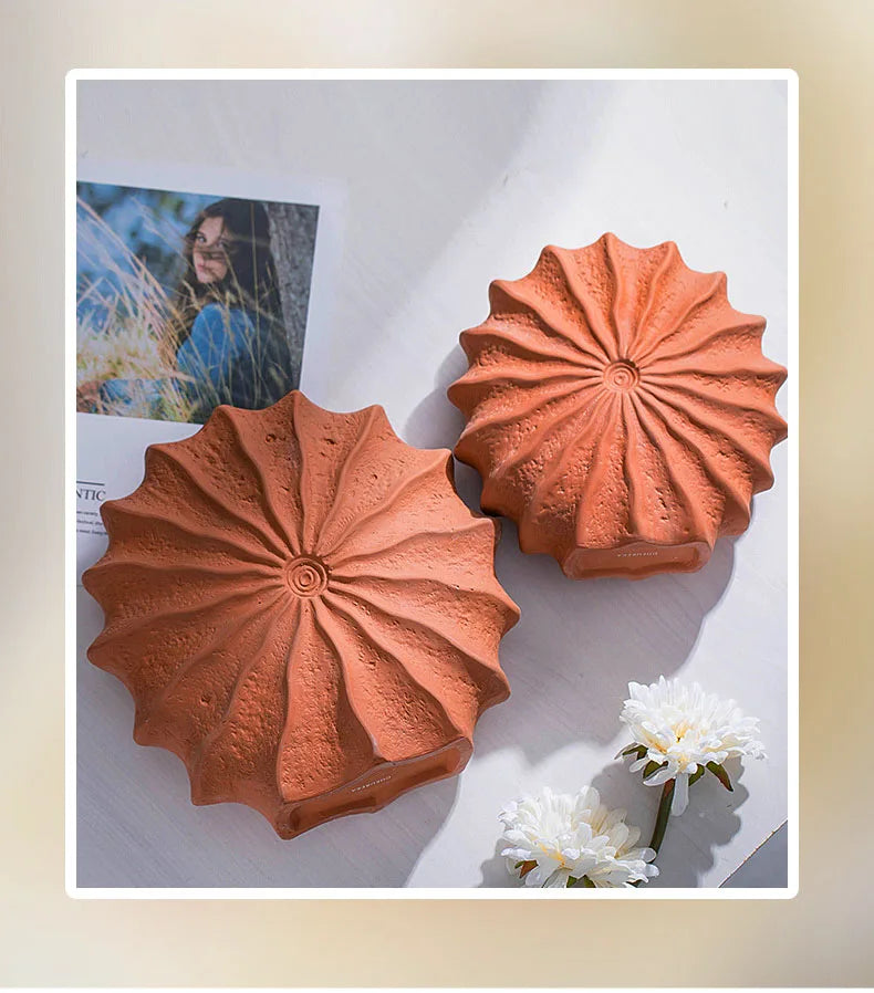 Minimalism Shell Shaped Ceramic Vase Hydroponics Floral Vases Orange Conch Flowers Pots Flower Arrangement Desk Decoration