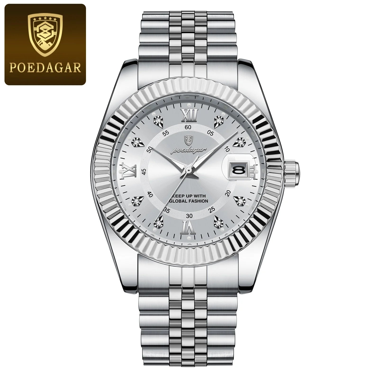 POEDAGAR Business Luxury Quartz Wristwatch For Men Waterproof Luminous Date Man Watch Stainless Steel Sports Men's Watches Reloj