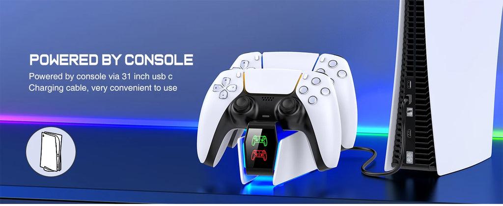 BEBONCOOL FC302 PS5 Controller Charging Station Dual Fast Charger LED Stand For DualSense Gamepad