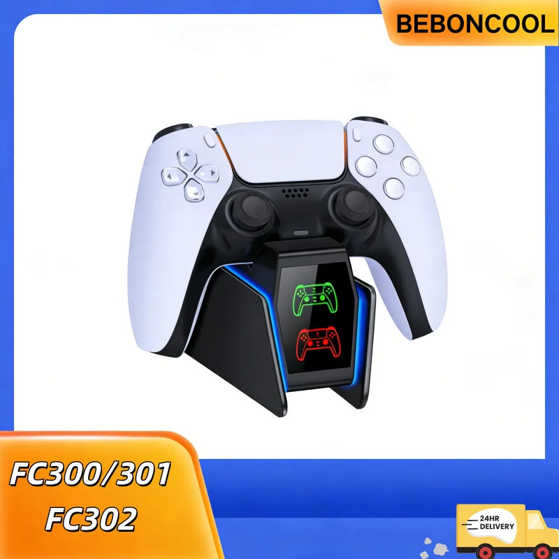 BEBONCOOL FC302 PS5 Controller Charging Station Dual Fast Charger LED Stand For DualSense Gamepad