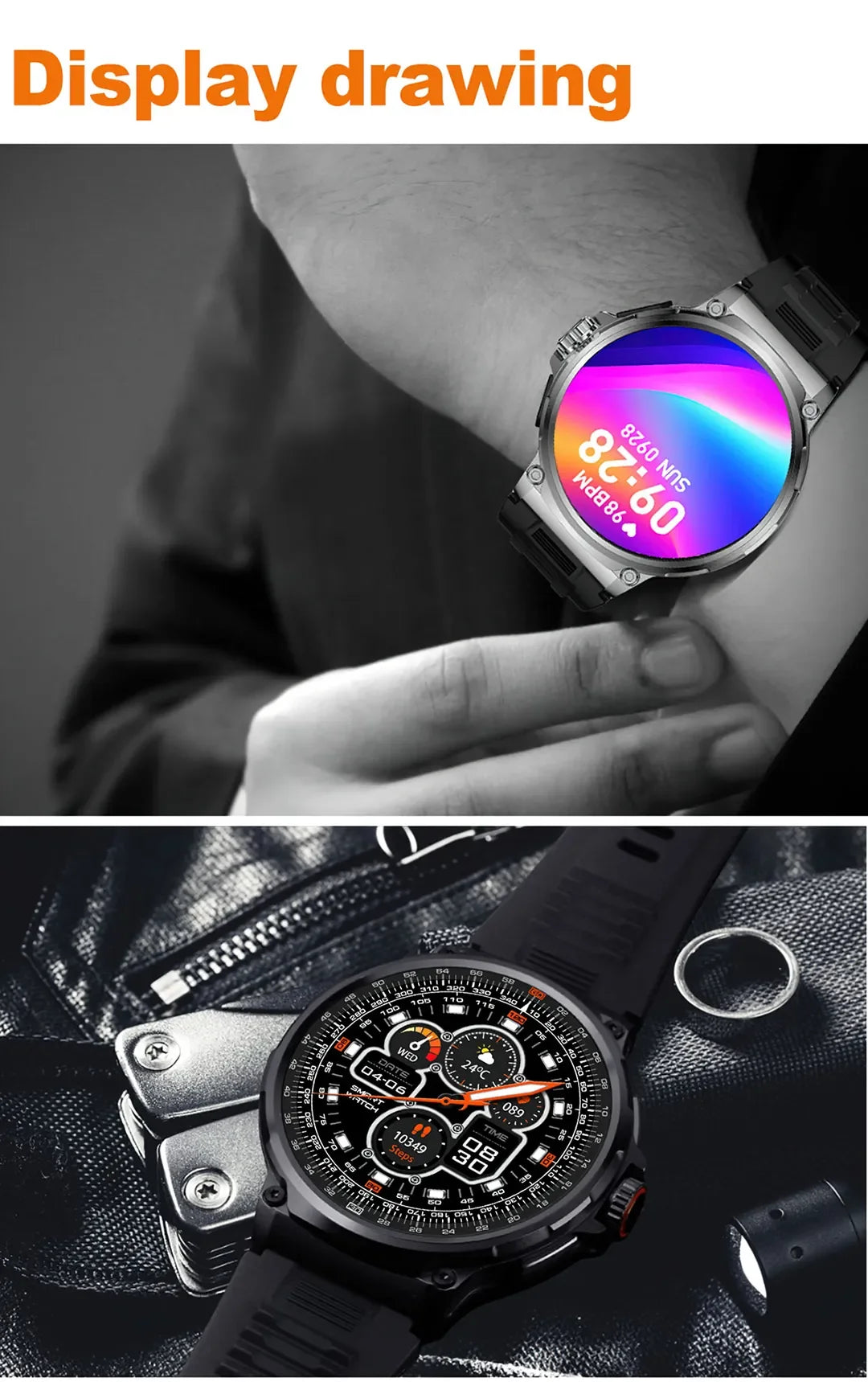 New Military Smart Watch Men 710 mA Waterproof Outdoor Sport Fitness Watches Health Monitor BT Call Smart Watch Men