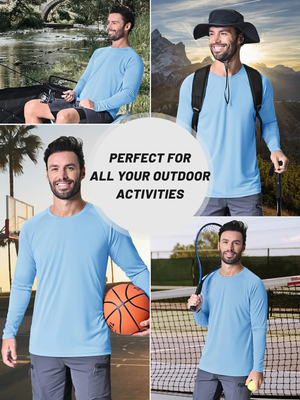 TACVASEN Men's Sun Protection T-shirts Summer UPF 50+ Long Sleeve Performance Quick Dry Breathable Hiking Fish T-shirts UV-Proof
